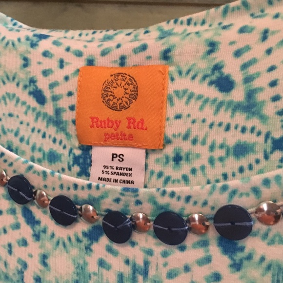 Ruby Rd. Turquoise Shirt Small - Picture 3 of 4